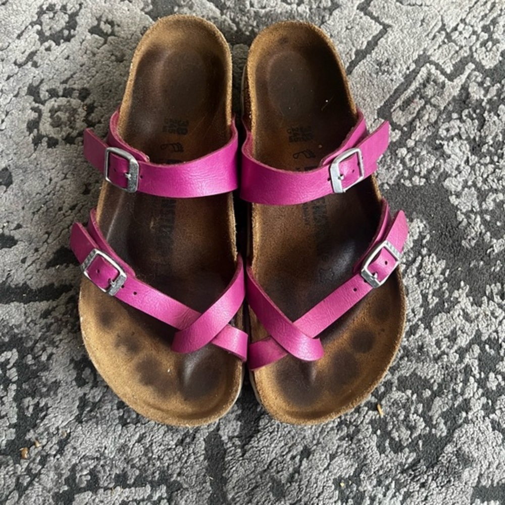 Birkenstock Mayari Sandal hot pink Birko-flor Size 38 / 7 - 7.5 US
